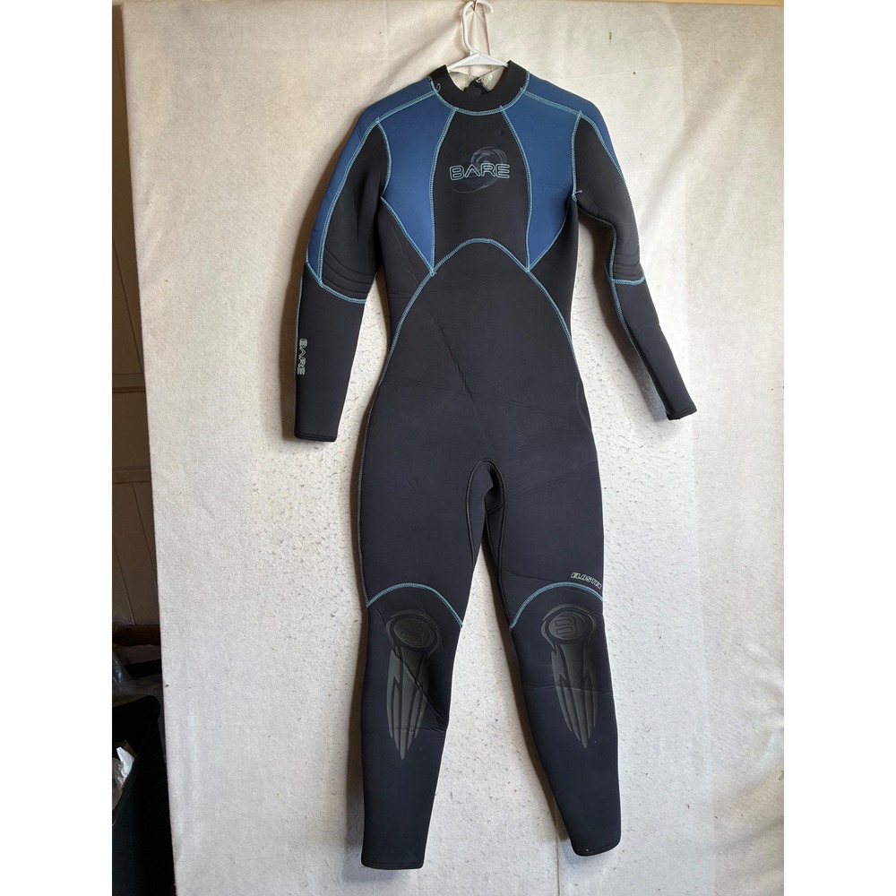 Bare Elastek 7mm Wetsuit Womens 12T 12L Scuba Diving Full Suit Black Blue